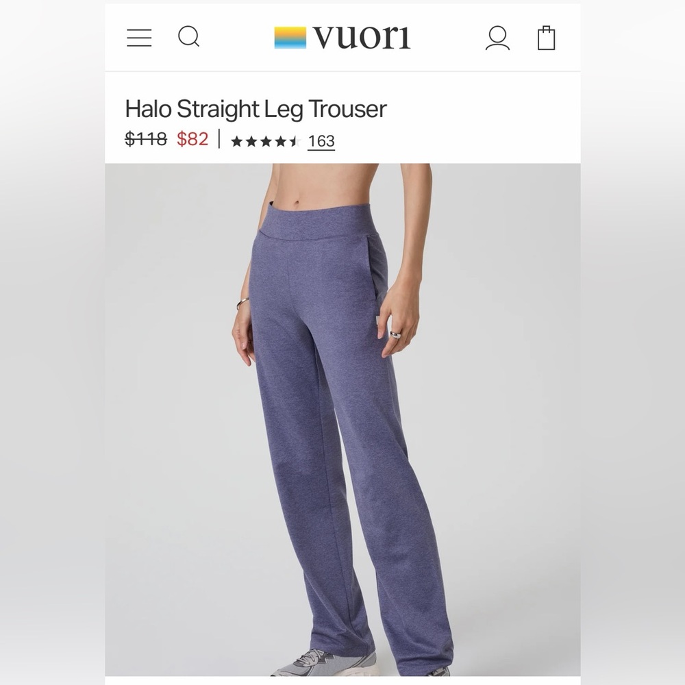 Vuori Halo Straight Leg Trouser - Heathered Blue